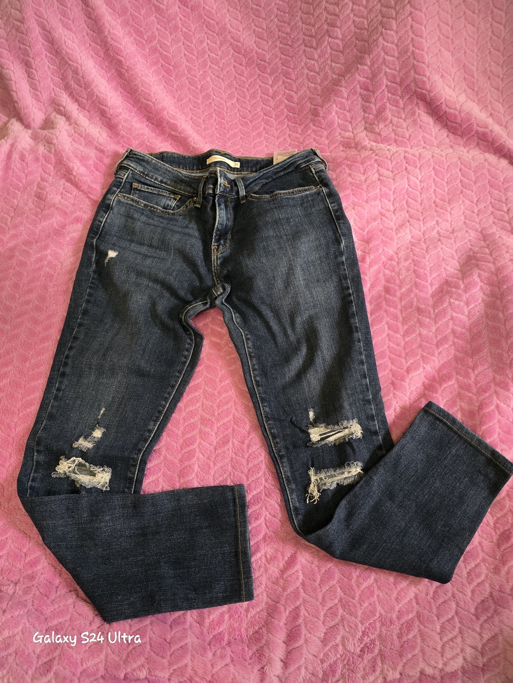Women’s Skinny Distressed Dark Blue Jeans